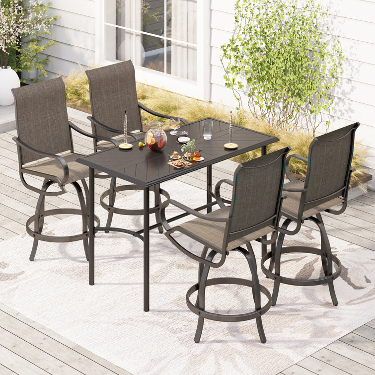 Alphamarts Rectangular 4person Bar Height Outdoor Dining Set Wayfair